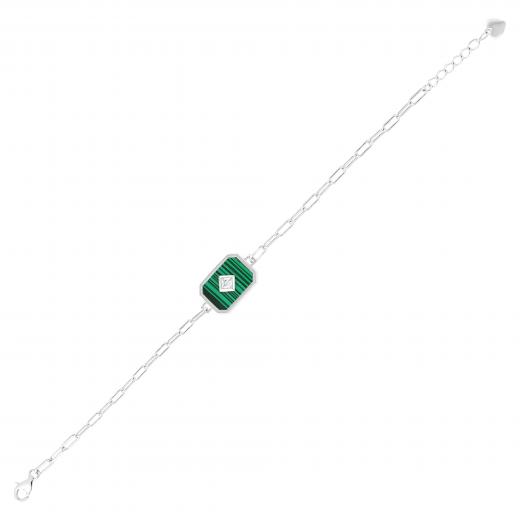 Lucky Gems Malachite Stone Silver Bracelet
