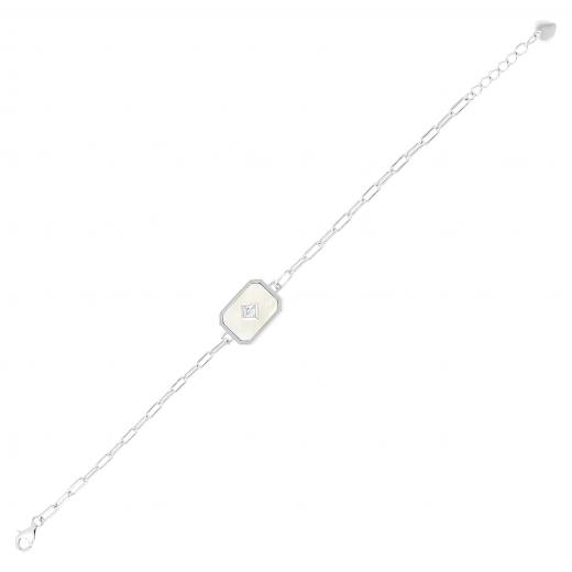 Lucky Gems Mother Of Pearl Stone Silver Bracelet