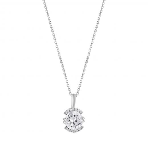 Gift Collection: Silver Necklace with White Stones