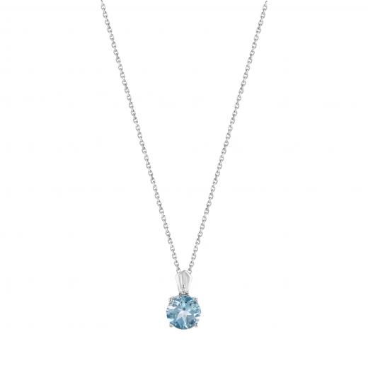Gift Collection Round-Cut Blue Solitaire Silver Necklace