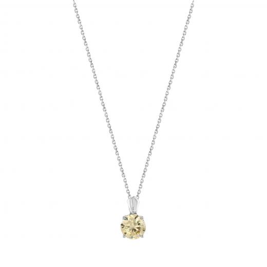 Gift Collection Round-Cut Yellow Solitaire Silver Necklace