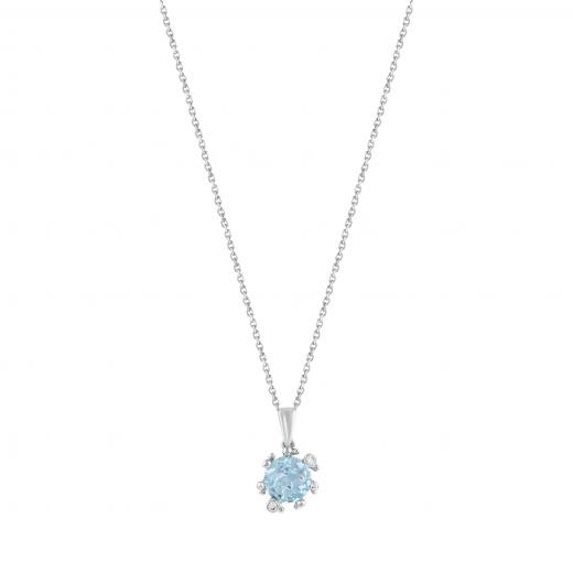 Gift Collection: Silver Necklace with Blue Stones and Zircon Accents