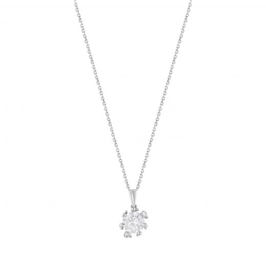 Gift Collection: Silver Necklace with White Stones and Zircon Accents