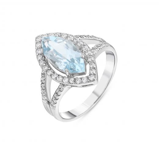 Gift Collection: Blue Marquise-Cut Silver Ring