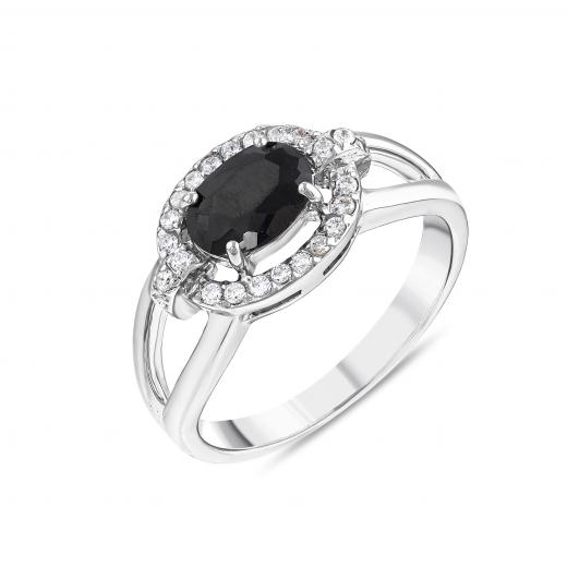 Gift Collection: Black Oval Crystal Stone Silver Ring