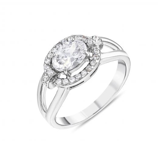 Gift Collection: White Oval Crystal Stone Silver Ring