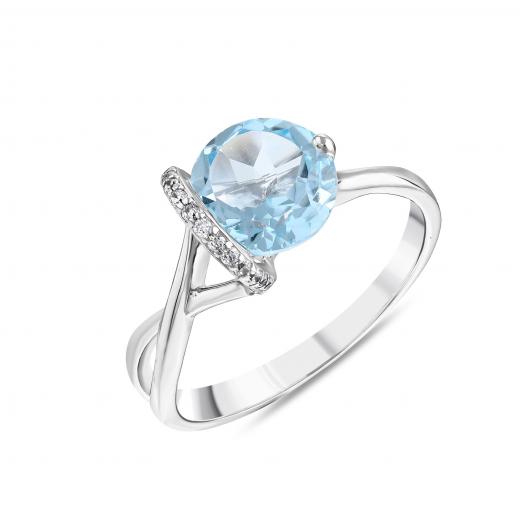 Gift Collection: Asymmetrical Design Silver Ring with Blue Stones
