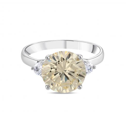 Gift Collection Three-Stone Design Yellow Silver Ring