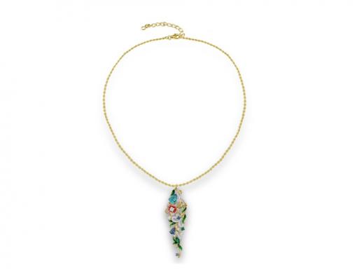 Heaven Model-28 Silver Necklace with Zircon Stone and Enamel
