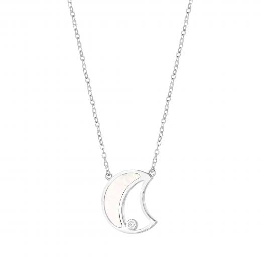 Lucky Gems Mother Of Pearl Stone Silver Necklace