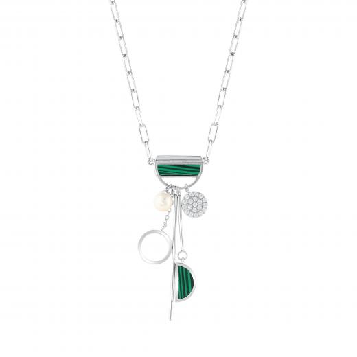 Lucky Gems Malachite Stone Silver Necklace