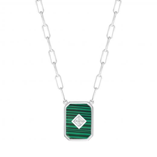 Lucky Gems Malachite Stone Silver Necklace