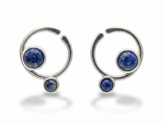 Lucky Gems Lapis Stone Silver Earring