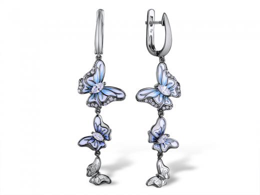 Heaven E313773ENASK Silver Earrings with Butterfly Designed and Zircon Stone