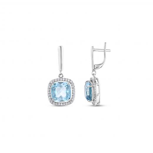Gift Collection Silver Earrings with Blue Stones