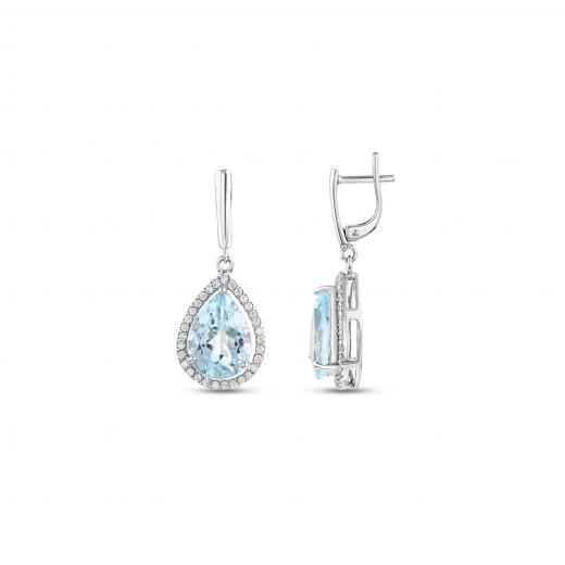 Gift Collection: Teardrop-Shaped Silver Earrings with Blue Stones