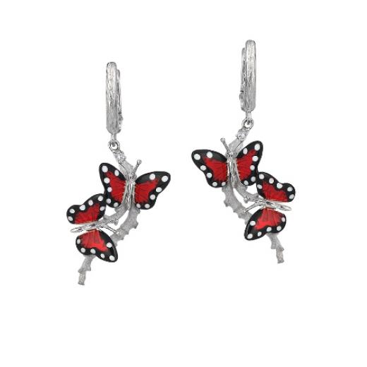 Monarch Butterfly MBHE0023-CZ Silver Earrings