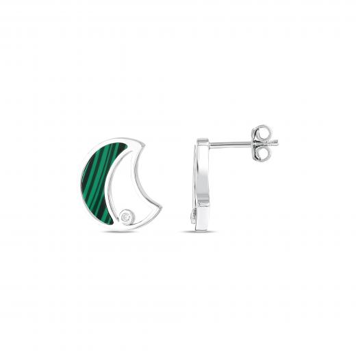 Lucky Gems Malachite Stone Silver Earring