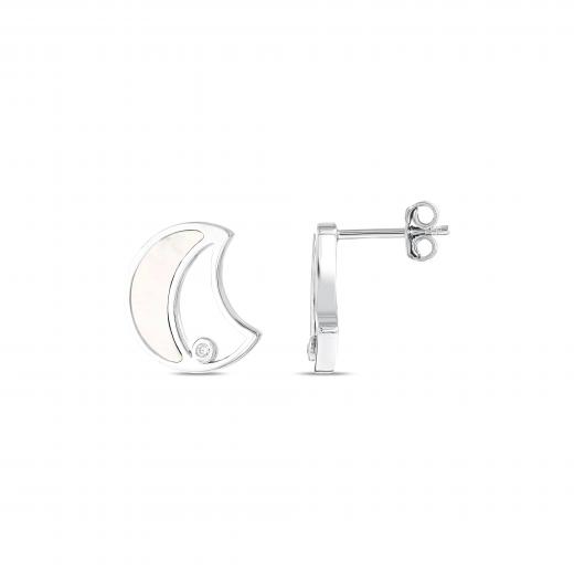 Lucky Gems Mother Of Pearl Stone Silver Earring