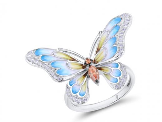 Heaven Model-10 Silver Ring with Butterfly Designed and Zircon Stone
