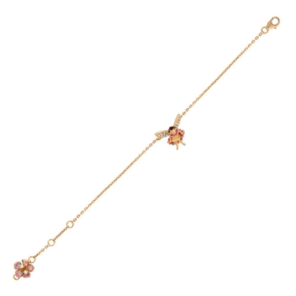 Fairy Tales Collection Pink-Yellow Dress Water Fairy Design Silver Bracelet
