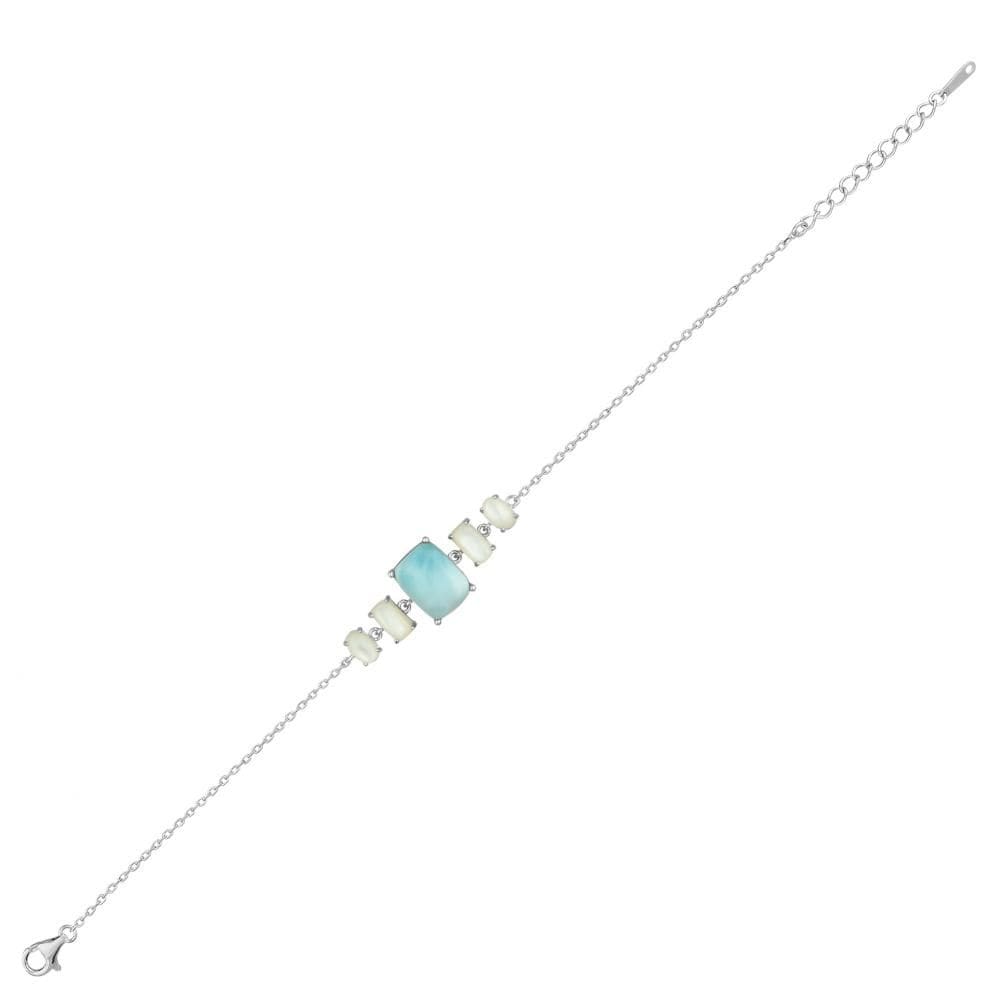 Lucky Gems Koleksiyonu Açık Mavi ve Beyaz Taşlı Gümüş Bileklik