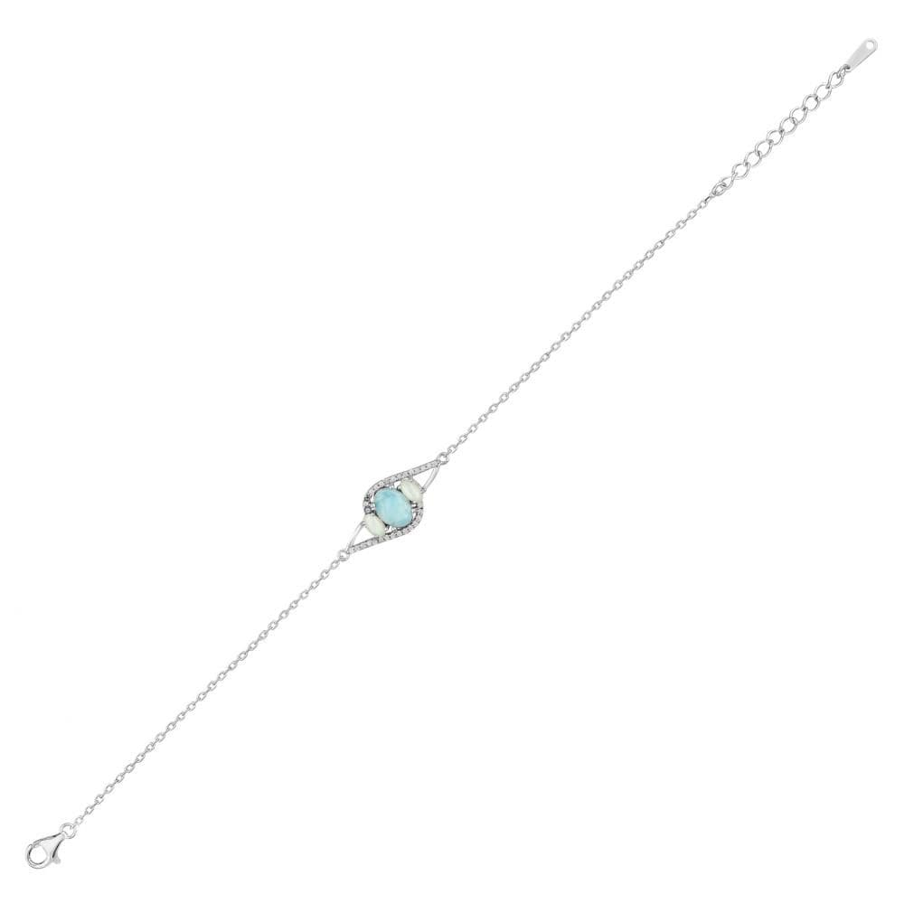 Lucky Gems Koleksionu Larimar Taşlı Zirkon Gümüş Bileklik