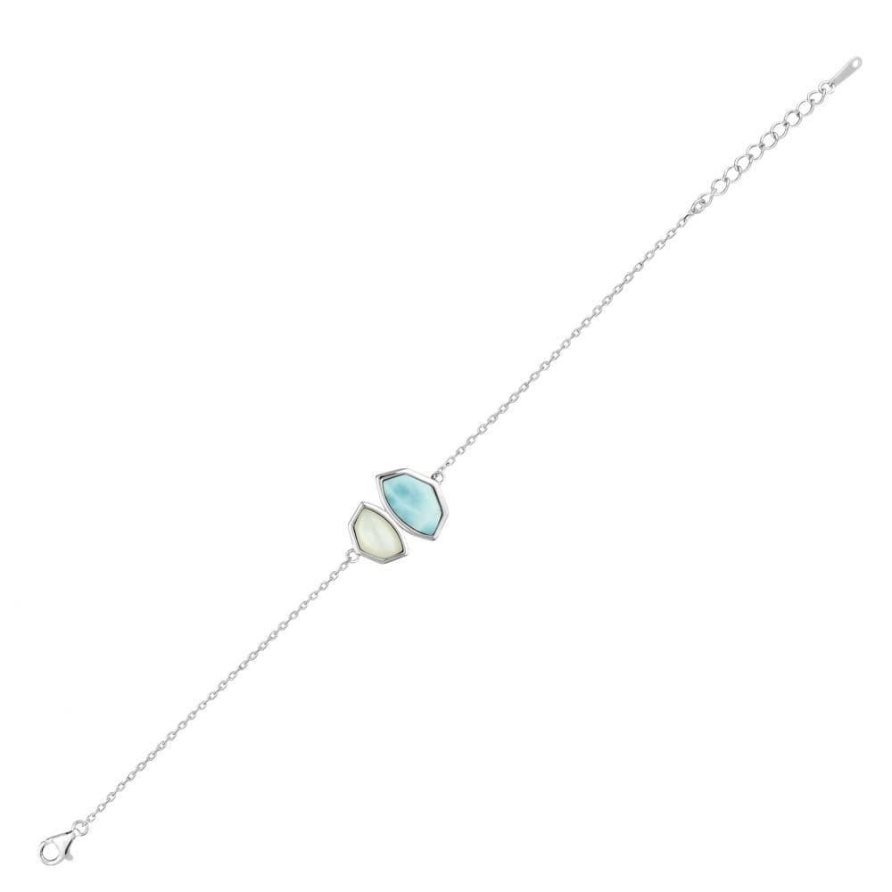 Lucky Gems Koleksiyonu Larimar ve Sedef Taşlı Gümüş Bileklik