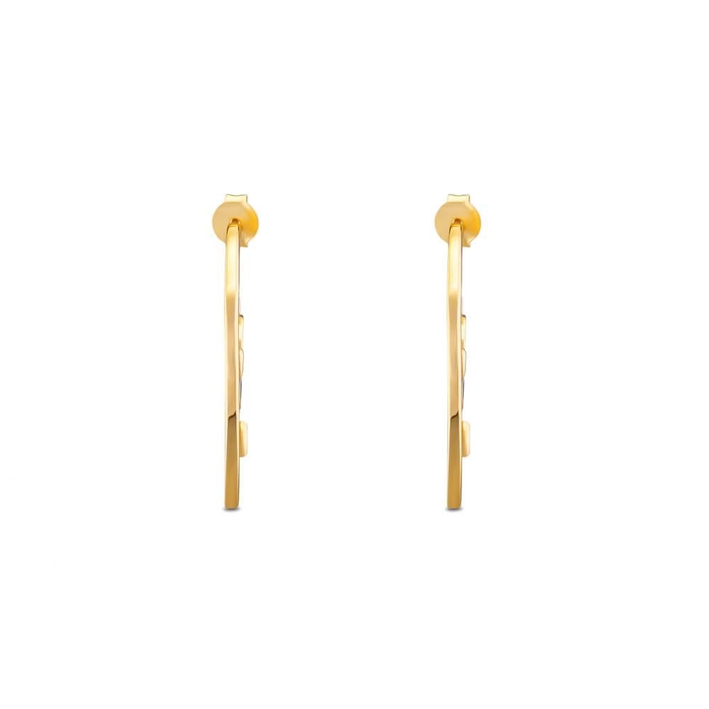 Lucky Gems Model-2 Oniks Taşlı Altın Renkli Gümüş Küpe