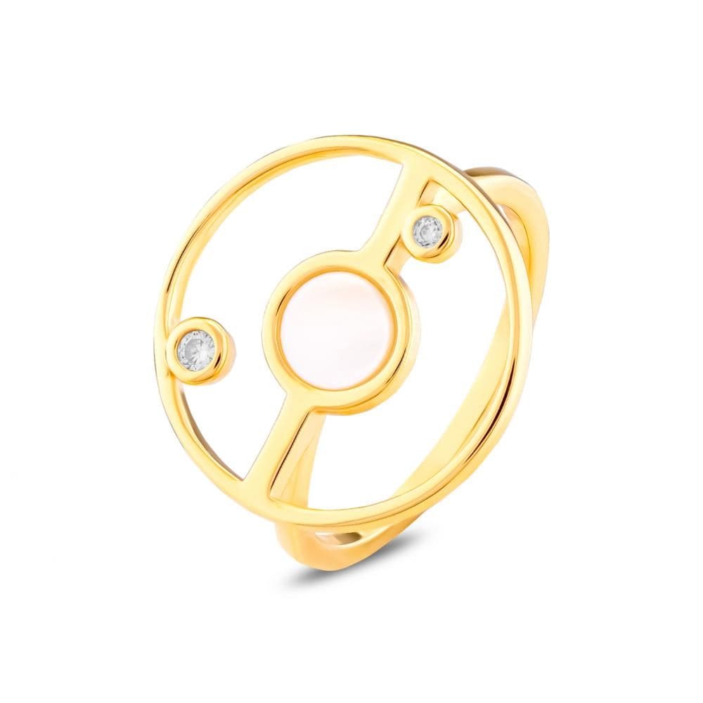 Lucky Gems Model-2 Sedef Taşlı Altın Renkli Gümüş Yüzük