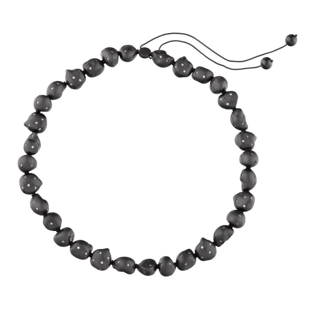 Clouds Collection Amorphous Black Silver Necklace