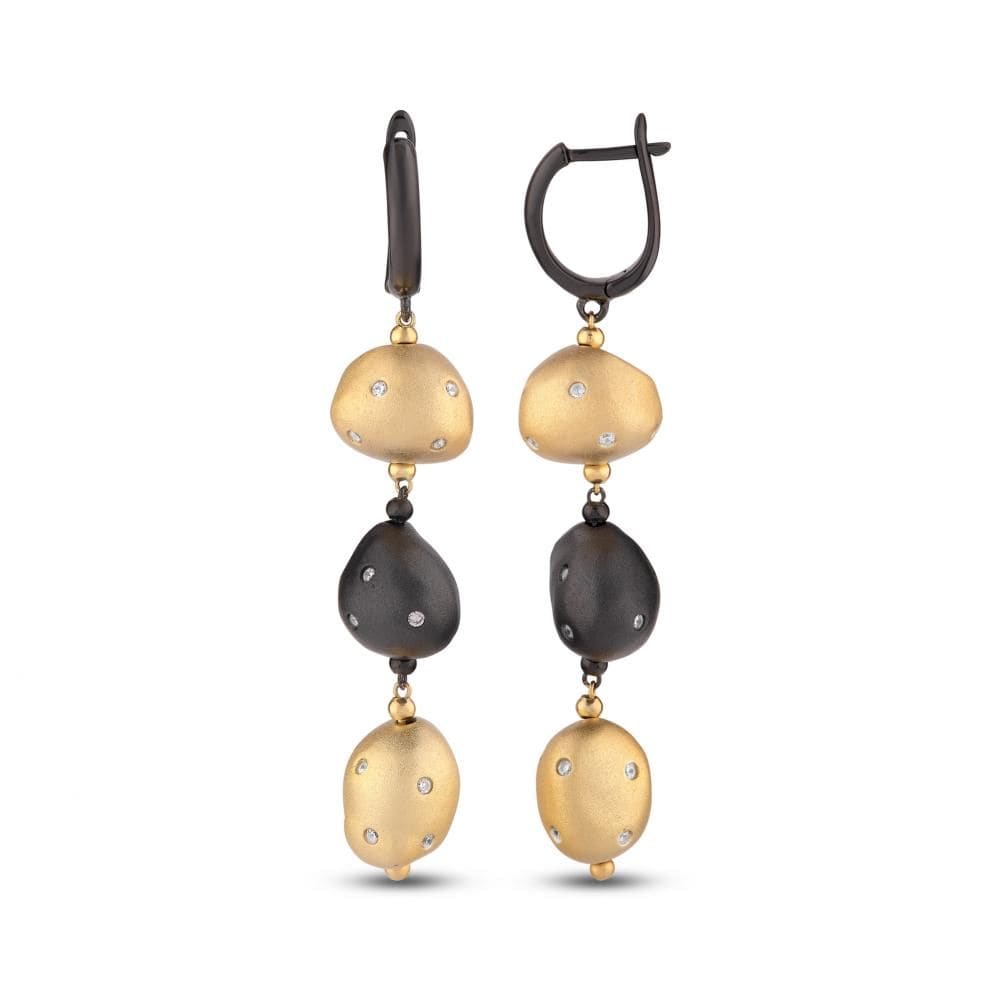 Clouds Collection Amorphous Gold-Black Silver Earrings