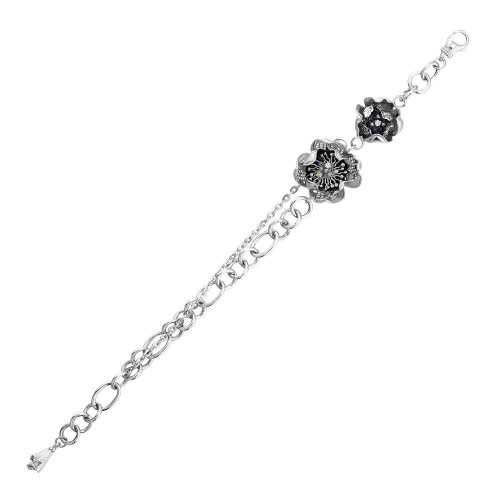 Gallica Three-Leaf Rose Model Silver Bracelet