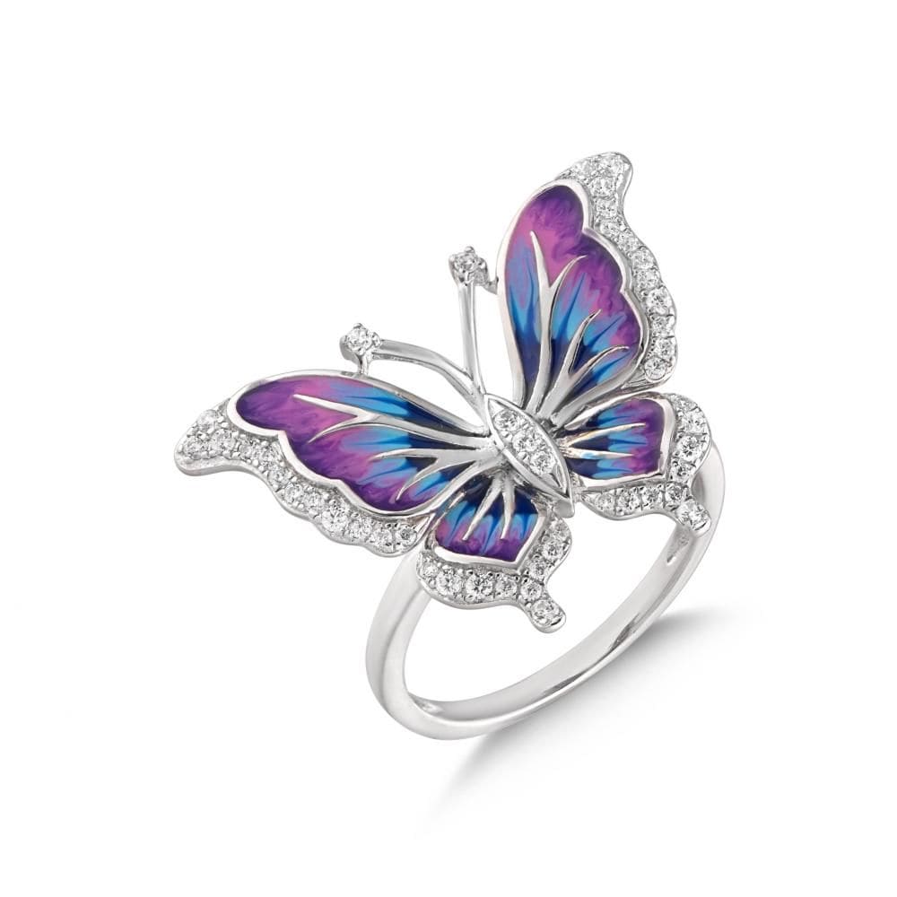 Heaven Model-8 Kelebek Tasarımlı Zirkonlu Gümüş Yüzük