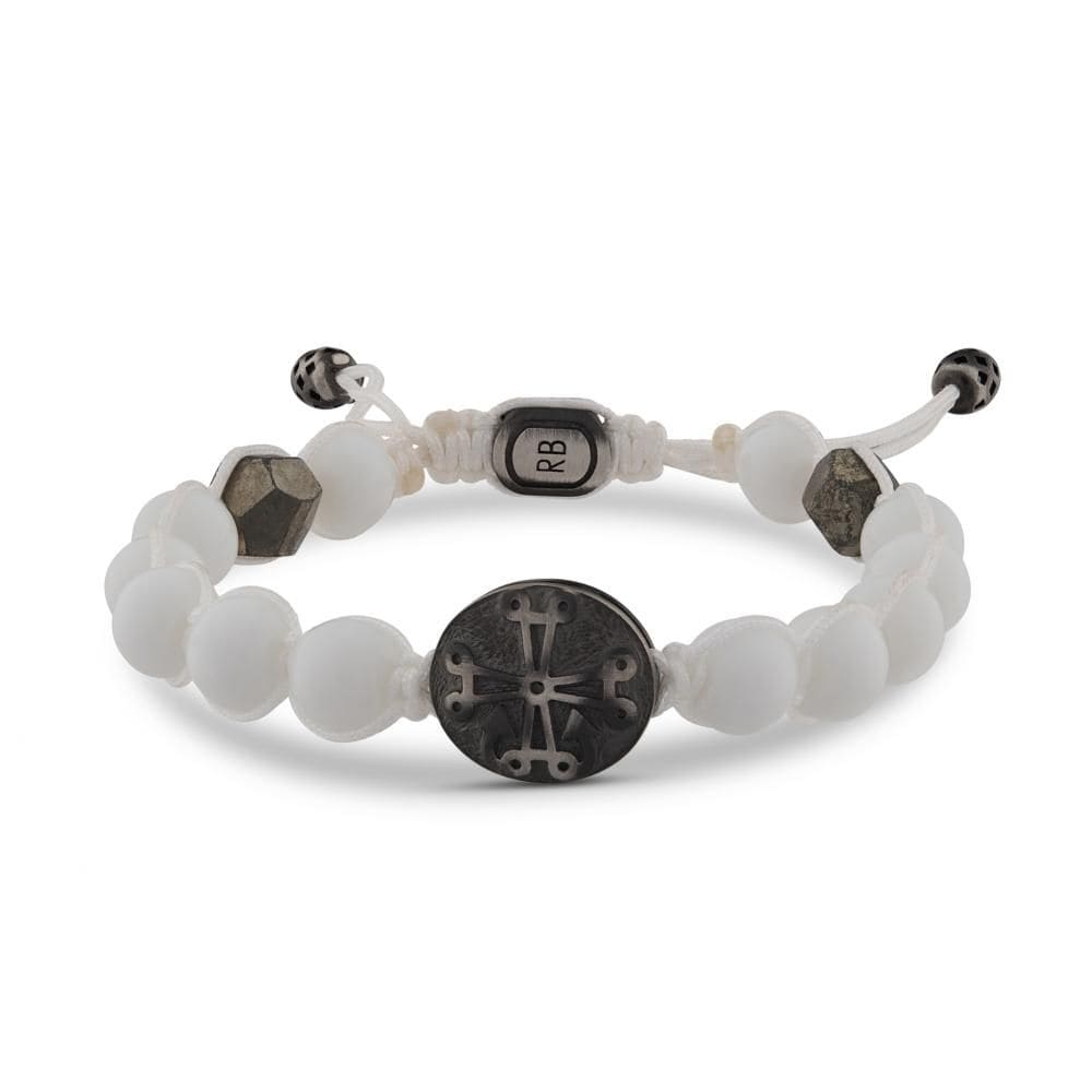 Santa Claus Anchor Cross Symbol White Knitted Silver Bracelet