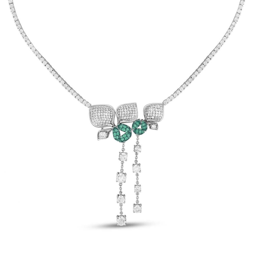 Серебряное колье Eclat Collection Green Bud
