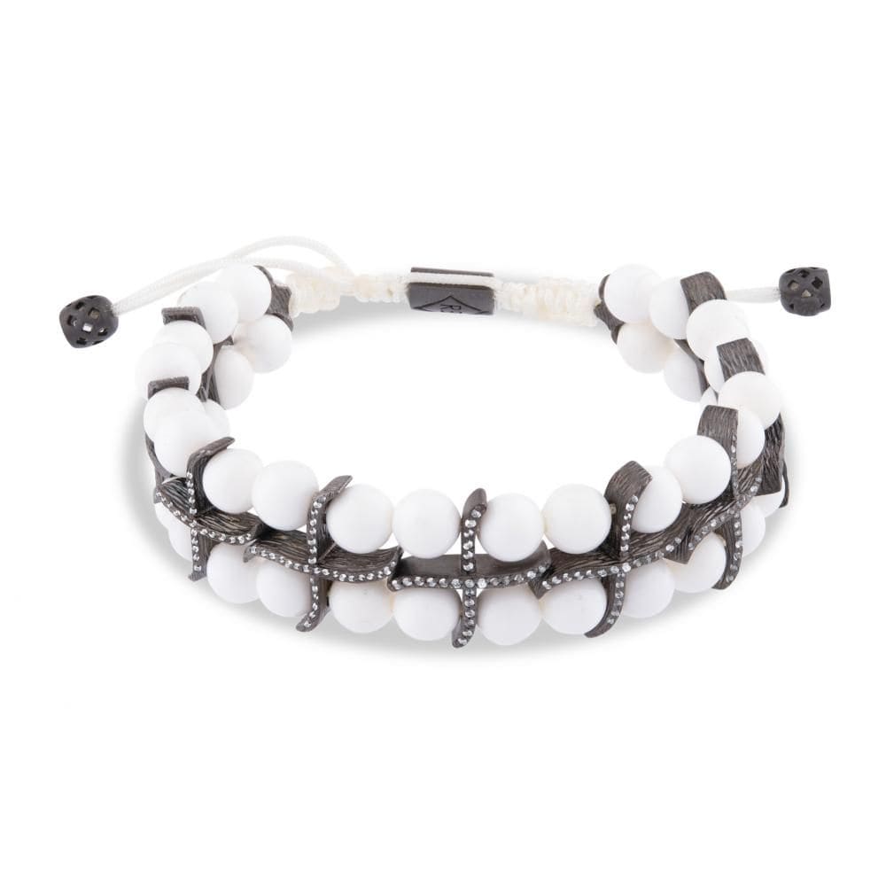 Браслет Shamballa с цирконием, двойной ряд, белый натуральный камень