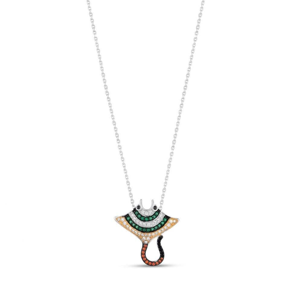 Dream Jungle Collection Colorful Stone Stingray Silver Necklace