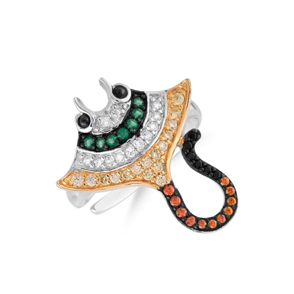 Dream Jungle Collection Colorful Stone Stingray Silver Ring