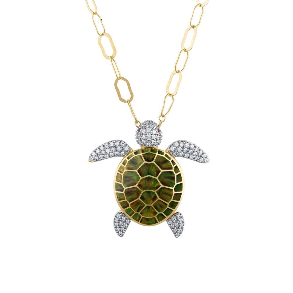 Dream Jungle Collection Yellow Plated Pave Stone Sea Turtle Silver N