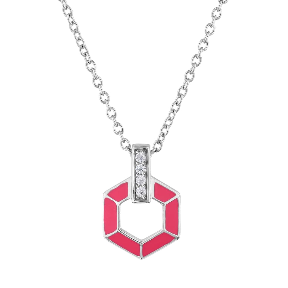 Gift Collection Pink Enamel Geometric Necklace