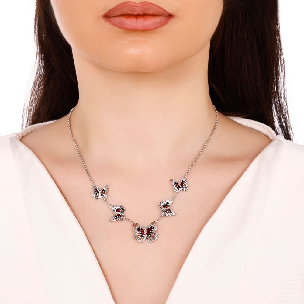 Monarch Butterfly Koleksiyonu Çoklu Kelebek Detaylı Kolye