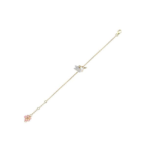 Fairy Tales Collection Gold Plated Fairy and Flower Figured Enamelled Silver Bracelet