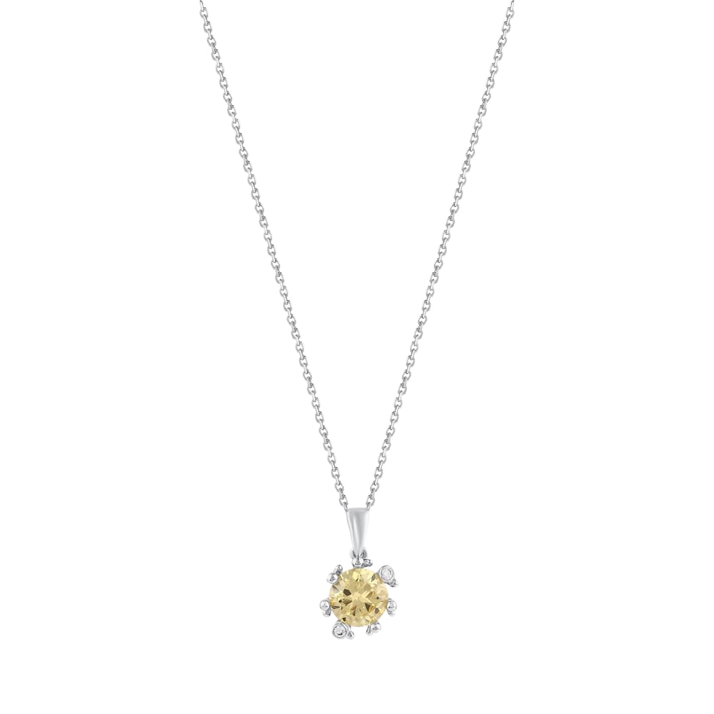 Gift Koleksiyonu Gift Koleksiyonu Sarı Taşlı ve Zirkon Detaylı Gümüş Kolye
