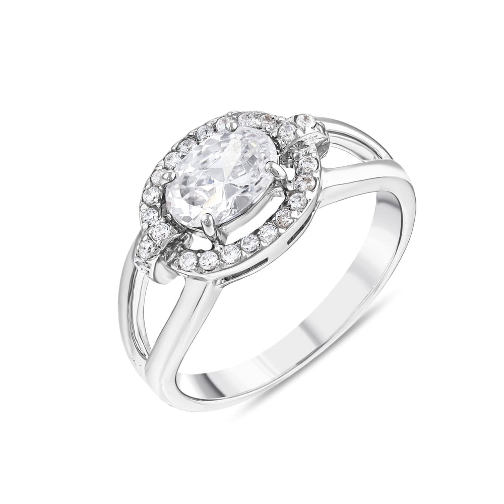 Gift Koleksiyonu Beyaz Rengi Oval Kristal Taşlı Gümüş Yüzük