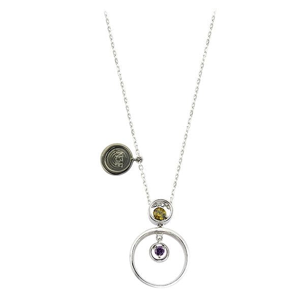 Hypnose Collection Double Ring Design Colored Stone Silver Necklace