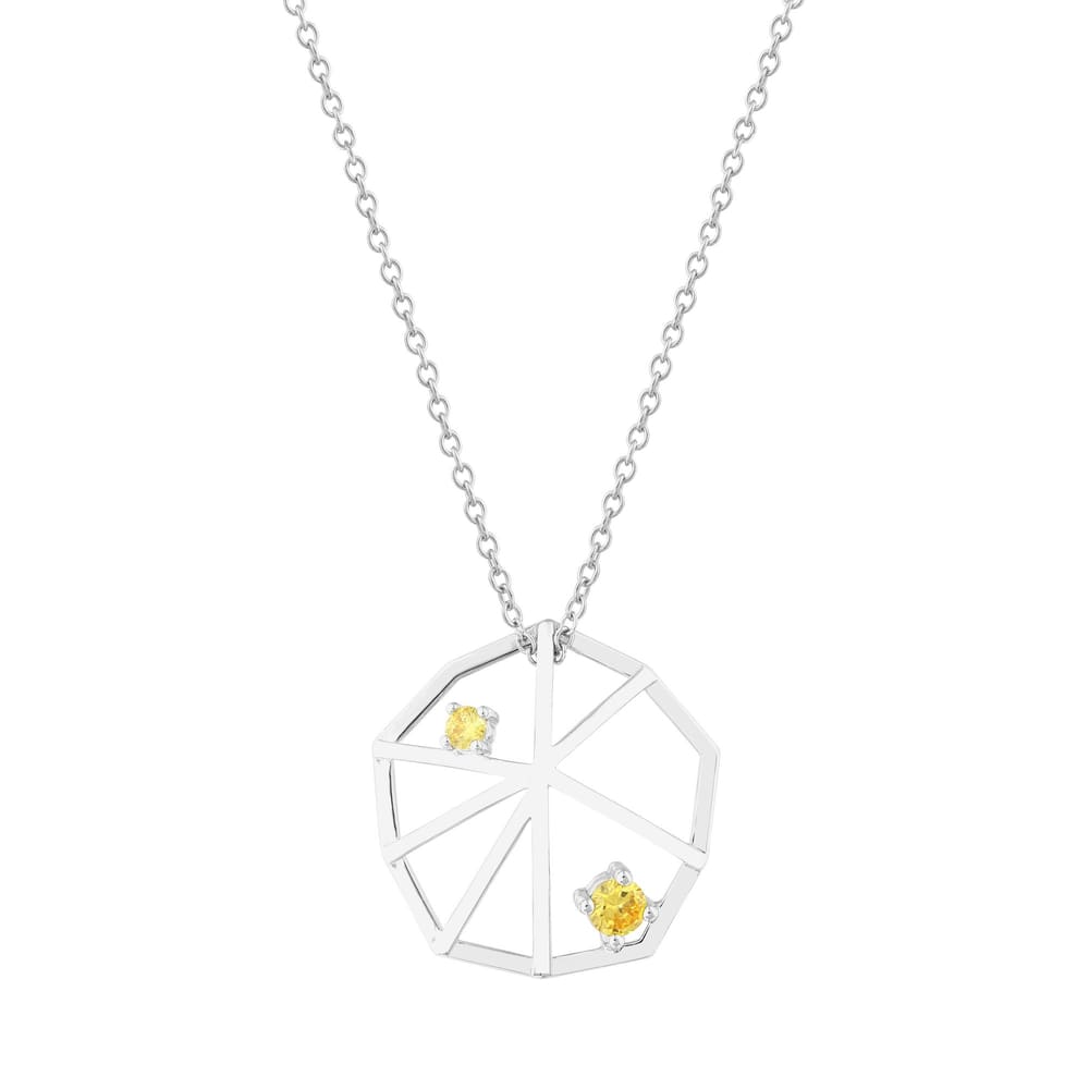 Gift Koleksiyonu Sarı Zirkon Taşlı Gümüş Kolye