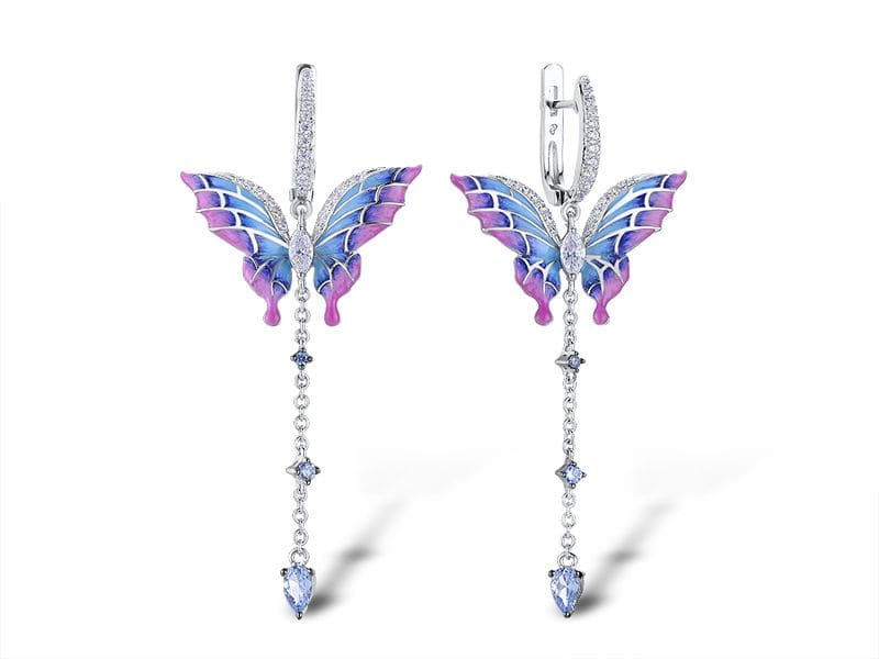Heaven Model-9 Kelebek Tasarımlı Zirkonlu Gümüş Küpe