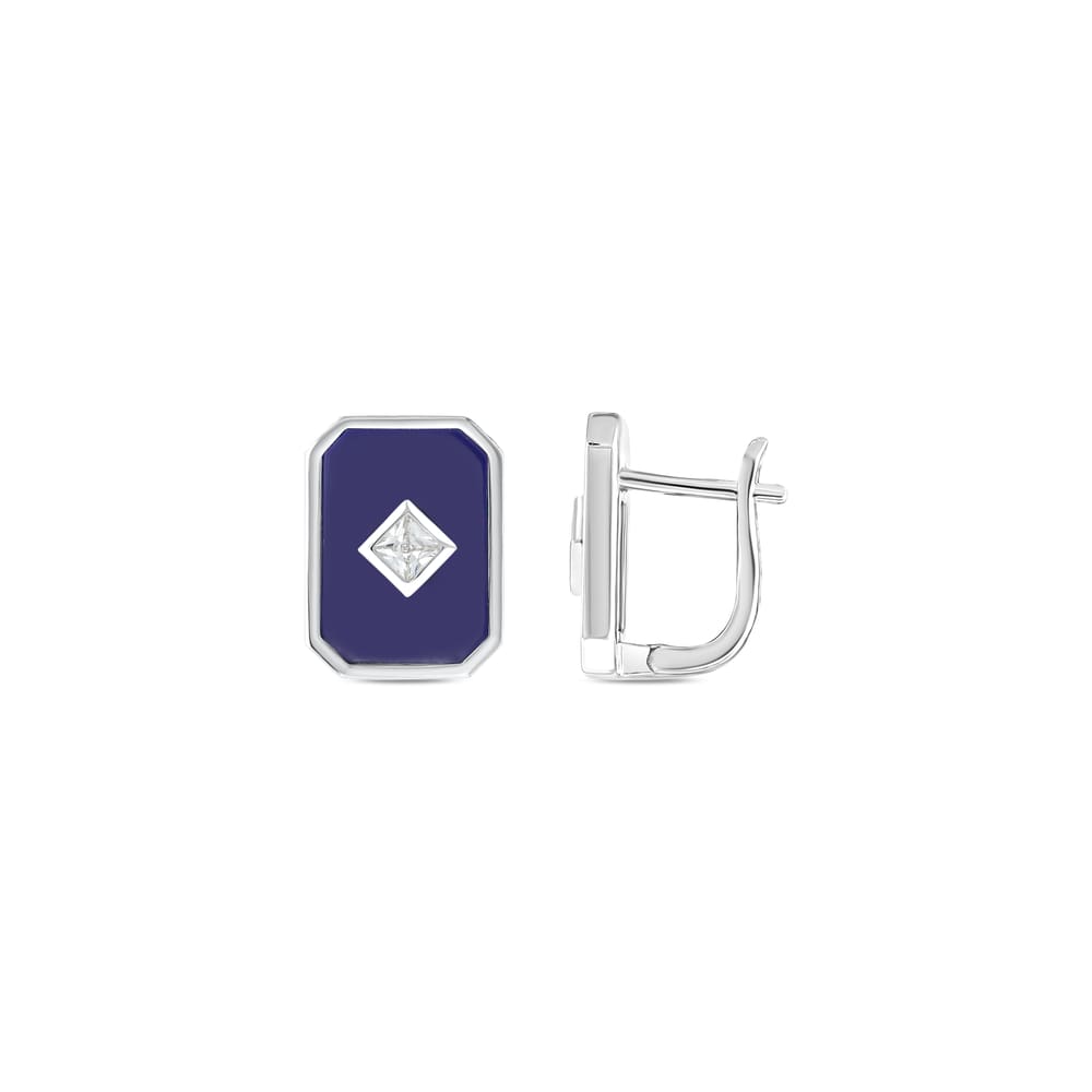 Lucky Gems Koleksiyonu Lapis Taşlı Dikdörtgen Gümüş Küpe