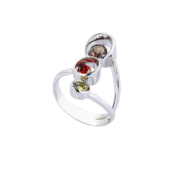 Hypnose Collection Handcrafted Silver Ring with Multi-Tone Stone Details